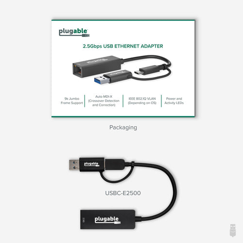 PLUGABLE USBC-E2500 2.5G USB C TO ETHERNET ADAPTER