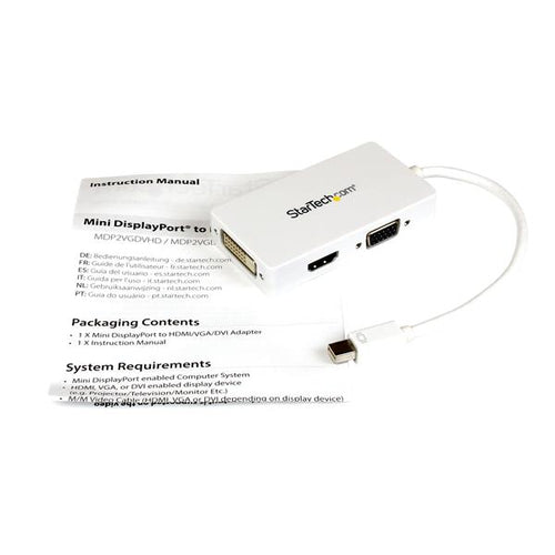 3 IN 1 MINI DISPLAYPORT ADAPTER MDP VGA DVI HDMI CONVERTER DONGLE (MDP2VGDVHDW)