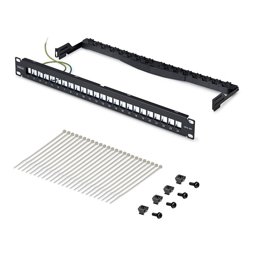 1U BLANK KEYSTONE PATCH PANEL 24 PORT/STP/CABLE MANAGEMENT BAR (C6PANELSTP241U)
