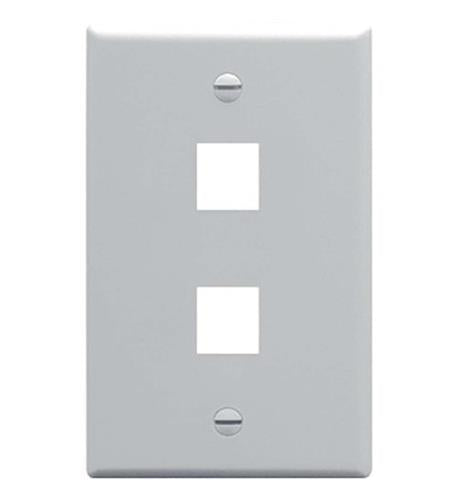 FACEPLATE, FLAT, 1-GANG, 2-PORT, GRAY