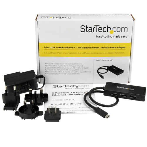 3 PORT USB C HUB WITH ETHERNET TYPE C GIGABIT RJ45 USB ADAPTER HUB
