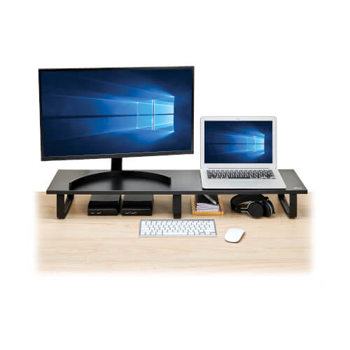 EXTRA-WIDE DUAL-MONITOR RISER FOR DESK 39 X 10IN WOOD BLACK (MR4010)