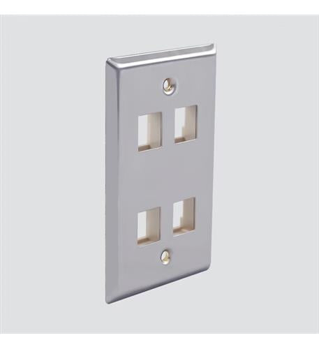 4 PORT SINGLE GANG STAINLESS PLATE