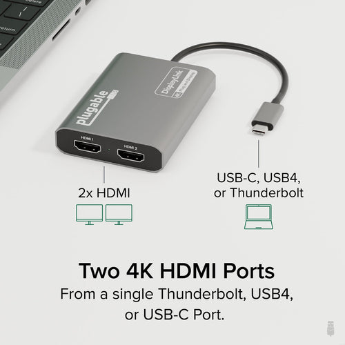 PLUGABLE USB-C HDMI ADAPTER USB-C DUAL 4K HDMI ADAPTER