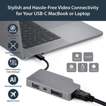 USB C MULTIPORT VIDEO ADAPTER DONGLE HDMI VGA MDP DVI CONVERTER