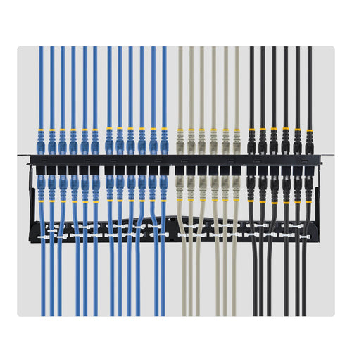 1U FEED THROUGH PATCH PANEL 24 PORT WITH RJ45 INLINE COUPLERS (C6PANELUTP241UFT)