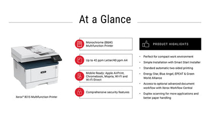 B315 MULTIFUNCTION PRINTER P/C/S/FAX UP TO 42PPM LTR/LGL