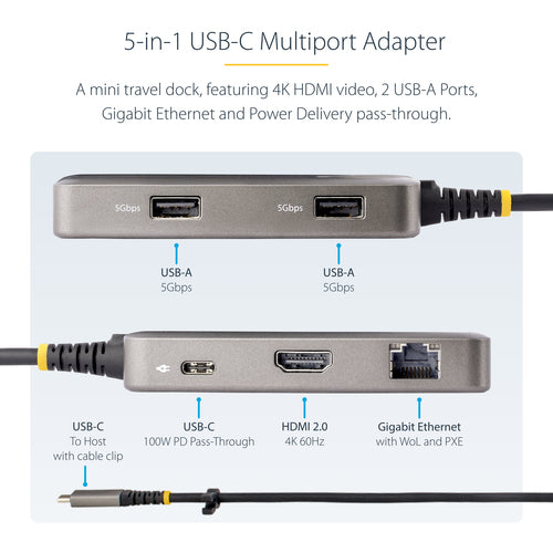 USB-C MULTIPORT ADAPTER - 4K HDMI MINI TRAVEL DOCKING STATION