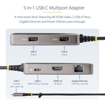 USB-C MULTIPORT ADAPTER - 4K HDMI MINI TRAVEL DOCKING STATION