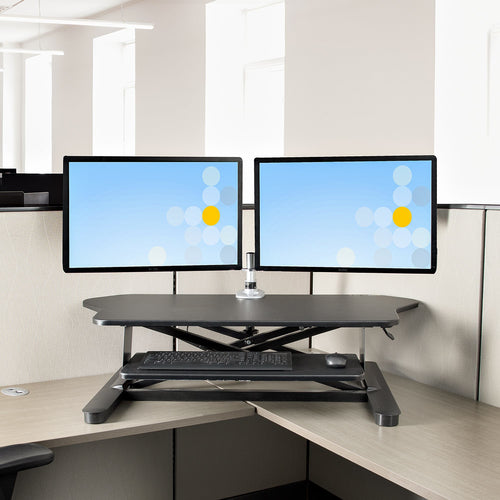 CORNER SIT STAND DESK CONVERTER KEYBOARD TRAY ADJUSTABLE HEIGHT