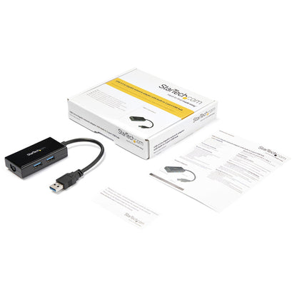 USB 3.0 HUB WITH ETHERNET GIGABIT NETWORK ADAPTER W/ USB