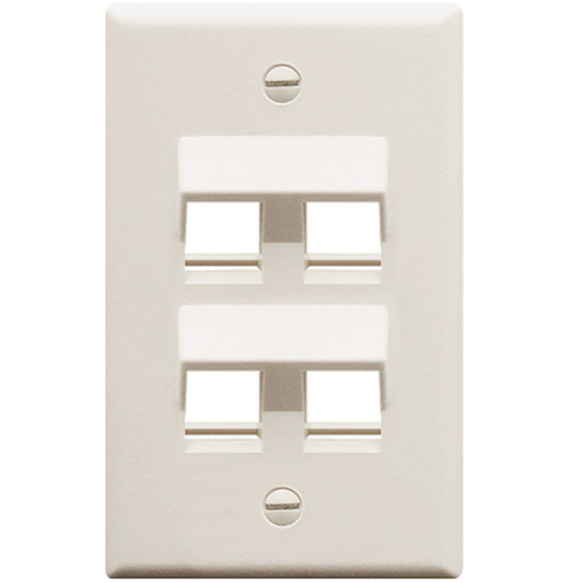 FACEPLATE- ANGLED- 1-GANG- 4-PORT- WHITE