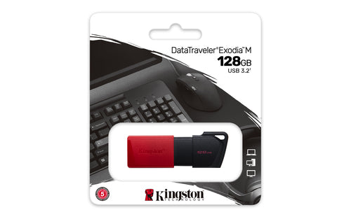 128GB USB3.2 GEN1 DATATRAVELER EXODIA M BLACK+ RED (DTXM/128GB)