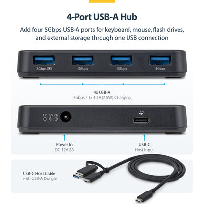 4-PORT USB-A HUB 5GBPS USB-C AND USB-A HOST CABLE