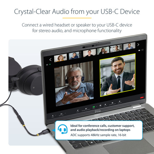 USB-C AUDIO ADAPTER TO 3.5MM TRRS HEADPHONE JACK - TYPE-C DONGLE
