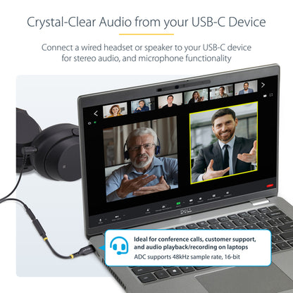 USB-C AUDIO ADAPTER TO 3.5MM TRRS HEADPHONE JACK - TYPE-C DONGLE