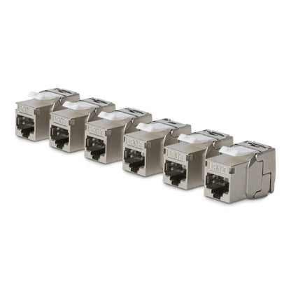 CAT8 STP KEYSTONE JACK 6-PACK 180-DEGREE/TOOLLESS/SHIELDED