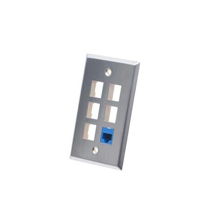 FACEPLATE, STAINLESS STEEL,1-GANG,6-PORT