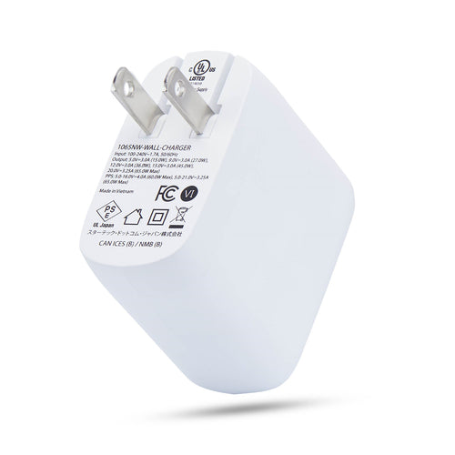 65W USB-C LAPTOP CHARGER GAN WITH POWER ADAPTER BRICK
