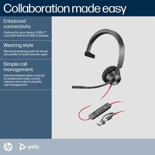 POLY BW 3310-M USB-C HS USB-C/A +USB-C/A (8X216AA)