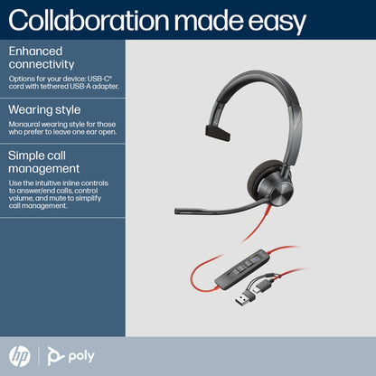 POLY BW 3310-M USB-C HS USB-C/A +USB-C/A (8X216AA)