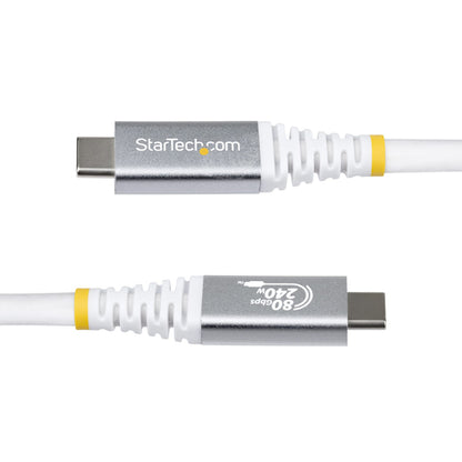 1.5FT USB4 CABLE WHITE USB-IF CERTIFIED 8K120/DP2.1/240W/80GBPS