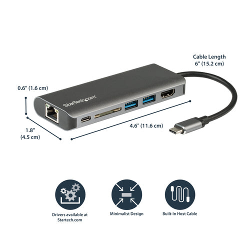 USB C MULTIPORT ADAPTER - HDMI 4K - 2XA 1XC - MINI TRAVEL DOCK