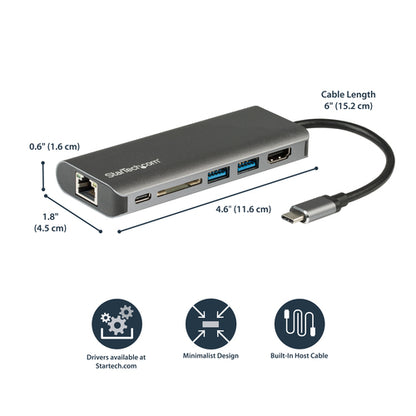 USB C MULTIPORT ADAPTER - HDMI 4K - 2XA 1XC - MINI TRAVEL DOCK