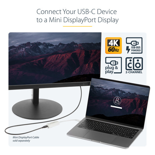 4K USB C TO MINI DISPLAYPORT ADAPTER USB-C TO MDP MONITOR DONGLE