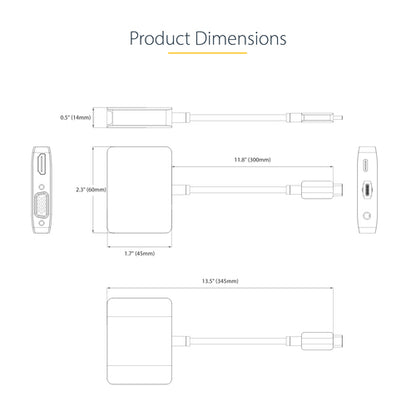 USB C VIDEO ADAPTER CONVERTER W/ HDMI VGA - MULTI DISPLAY DONGLE