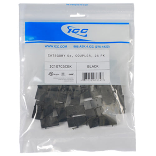 MODULE- COUPLER- CAT 5e 25 PK- BLACK