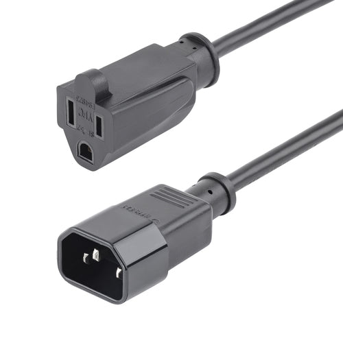 1FT COMPUTER POWER CORD C14 TO NEMA 5-15R AC POWER MONITOR CABLE