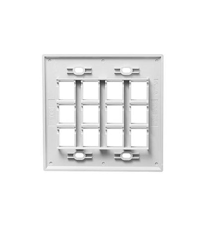 FACEPLATE, FLAT, 2-GANG, 12-PORT, WHITE