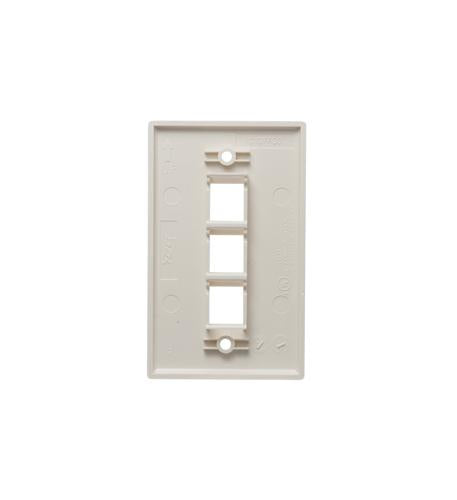 FACEPLATE, FLAT, 1-GANG, 3-PORT, ALMOND