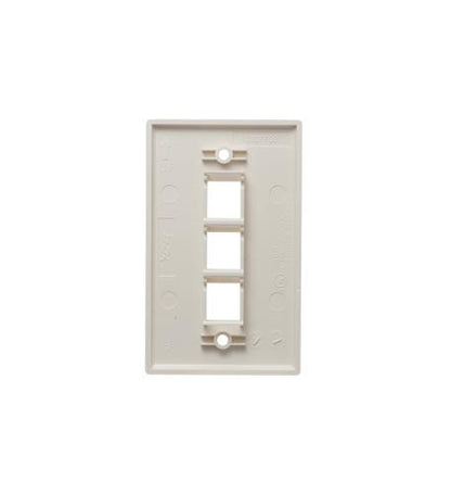 FACEPLATE, FLAT, 1-GANG, 3-PORT, ALMOND