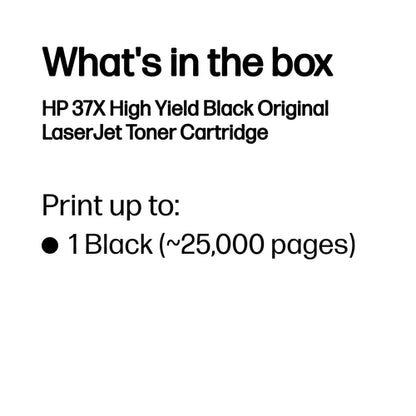 37X HIGH YIELD BLACK ORIGINAL TONER CARTRIDGE  FOR LASERJET