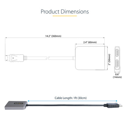 DP HDMI MULTI MONITOR ADAPTER 3PT DISPLAYPORT 1.4 TO HDMI MST HUB