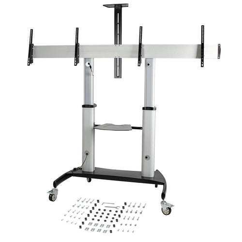 ROLLING TV STAND DUAL TV CART MOBILE DISPLAY CART VESA MOUNT