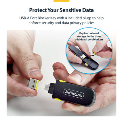 USB-A PORT BLOCKER KEY 4X LATCHING USB-A DUST COVER PLUGS