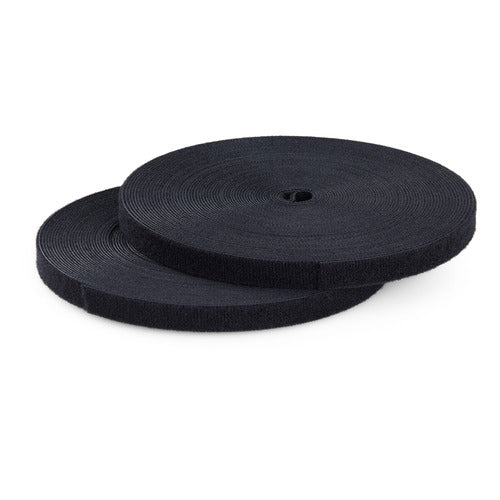 2-PACK 15.2M HOOK AND LOOP ROLL 0.5IN (1.2CM) WIDE - BLACK (HKLP10005B)
