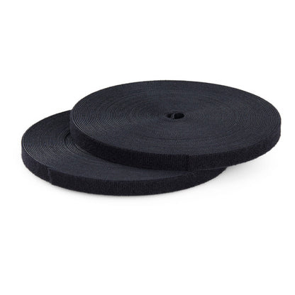 2-PACK 15.2M HOOK AND LOOP ROLL 0.5IN (1.2CM) WIDE - BLACK (HKLP10005B)