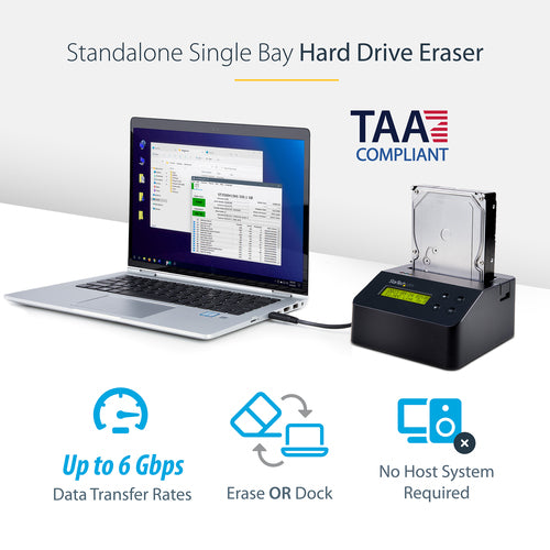 HARD DRIVE ERASER DOCK SECURE ERASE HDD SSD WIPER STANDALONE