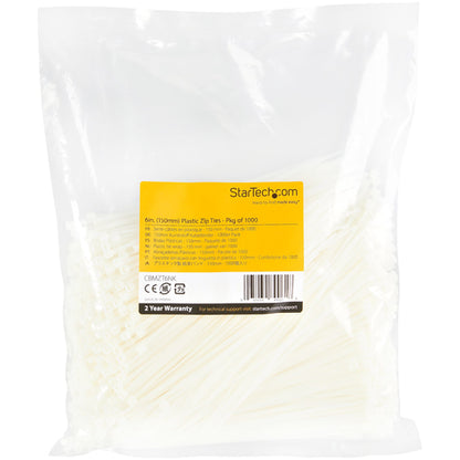 1000PK PLASTIC CABLE TIES NYLON SELF LOCKING WIRE ZIP TIES - 6 INCH