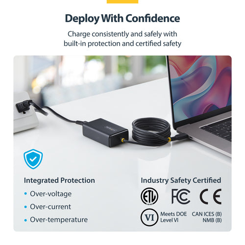 65W USB-C LAPTOP CHARGER - 5FT USB-C TETHERED CABLE