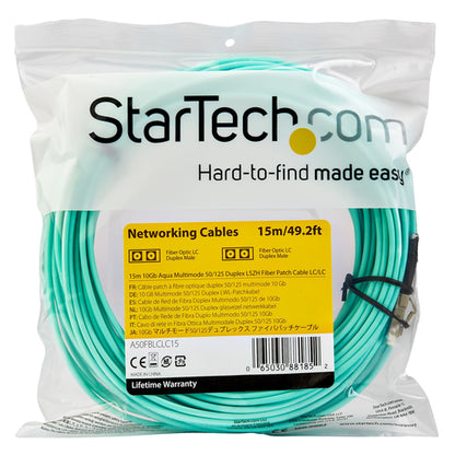 15M MULTIMODE FIBER OPTIC CABLE OM3 LC/LC 50/125 LSZH FIBER CABLE