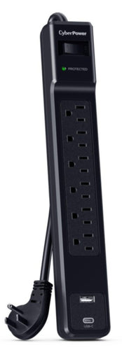 CYBERPOWER CSP604UC SURGE 1500J 4 CORD USB-AC BLACK