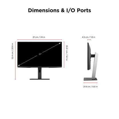 27IN 1080P ERGONOMIC 100HZ MNTR WITH HDMI DISPLAYPORT AND USB HUB