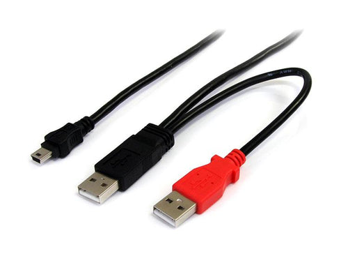 3FT USB Y CABLE USB A MINI USB USB TO MINI B EXTERMAL DRIVE POWER