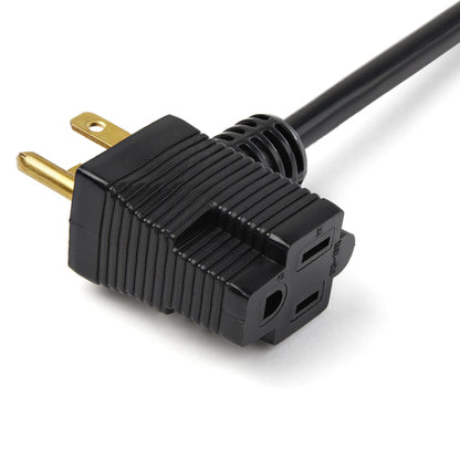 3FT POWER EXTENSION CORD NEMA 5-15P TO 2X 5-15R PIGGYBACK CABLE