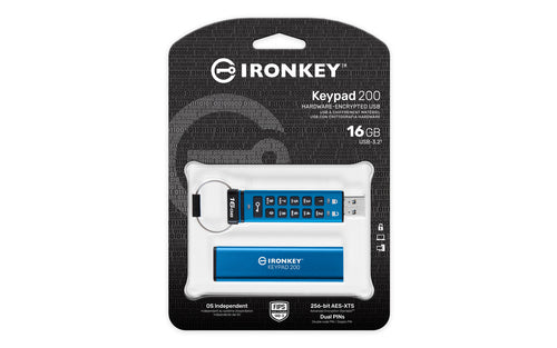 16GB IRONKEY KEYPAD 200 FIPS 140-3 LVL 3 PEND AES-256 ENCRYPT